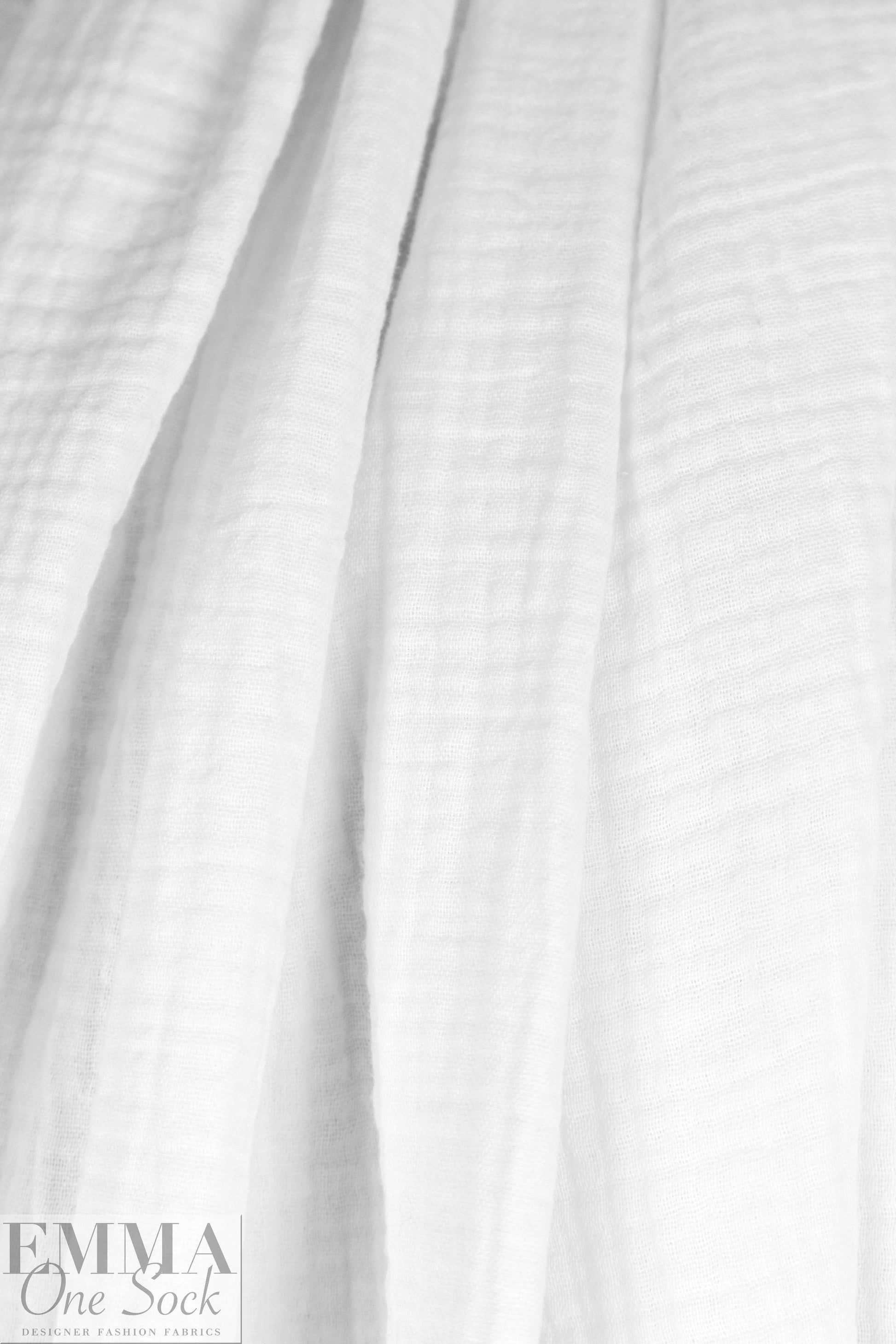 textured cotton double gauze - white 1.25 yds