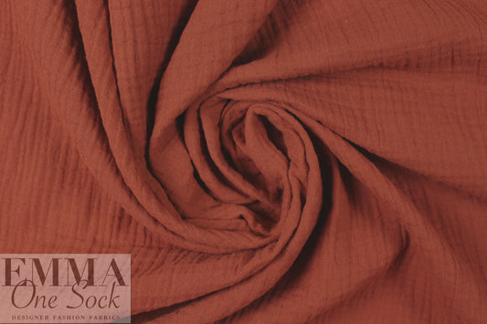 textured cotton double gauze - brick