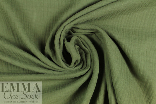 textured cotton double gauze - green tea .75 yds