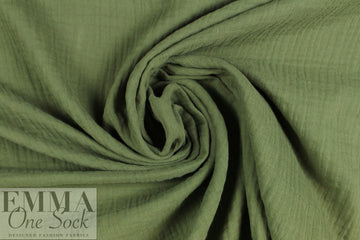 textured cotton double gauze - green tea 1.125 yds