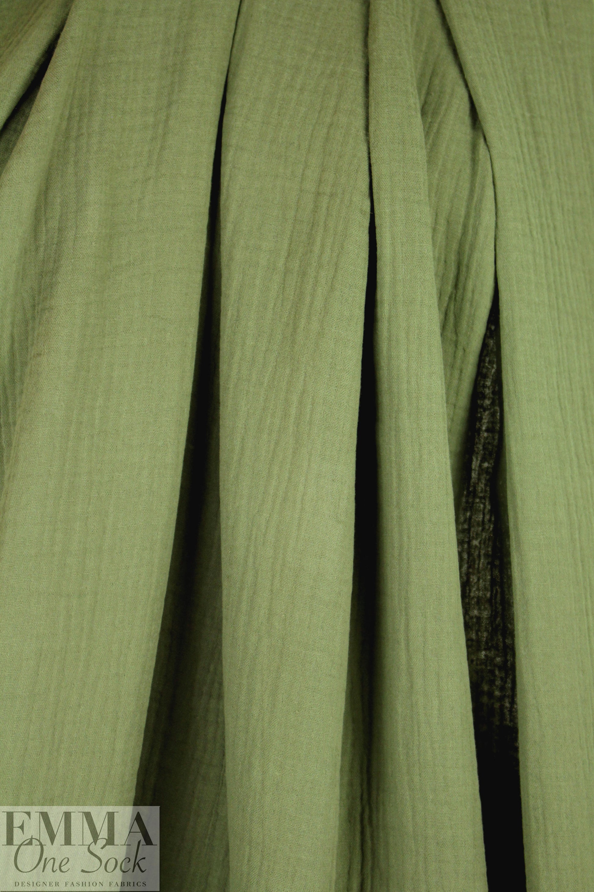 textured cotton double gauze - green tea 1.125 yds
