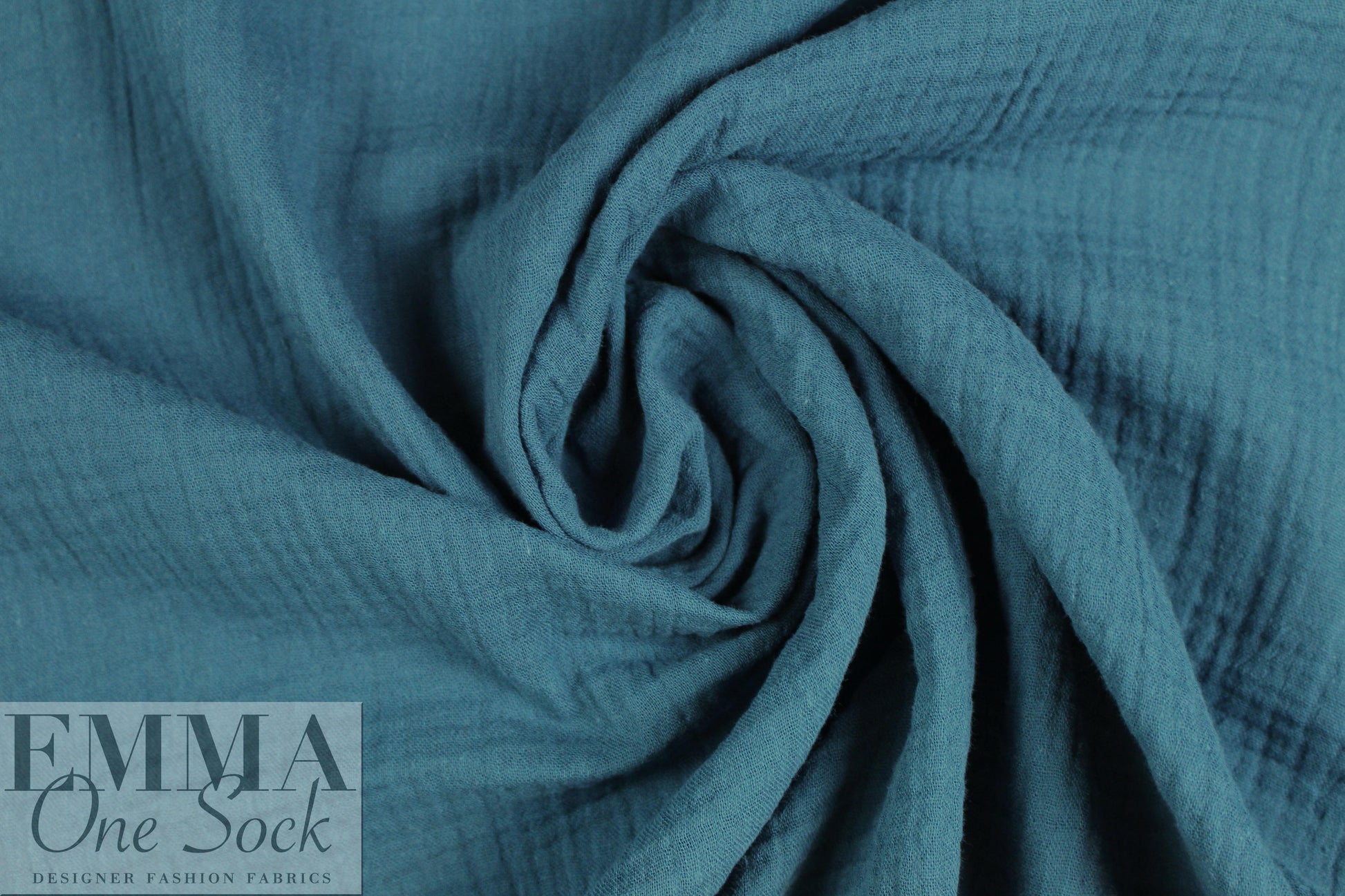 textured cotton double gauze - aegean blue .625 yds