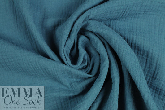 textured cotton double gauze - aegean blue 1 yard