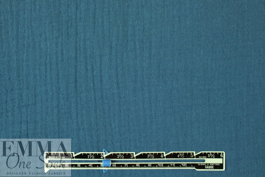 textured cotton double gauze - aegean blue .625 yds
