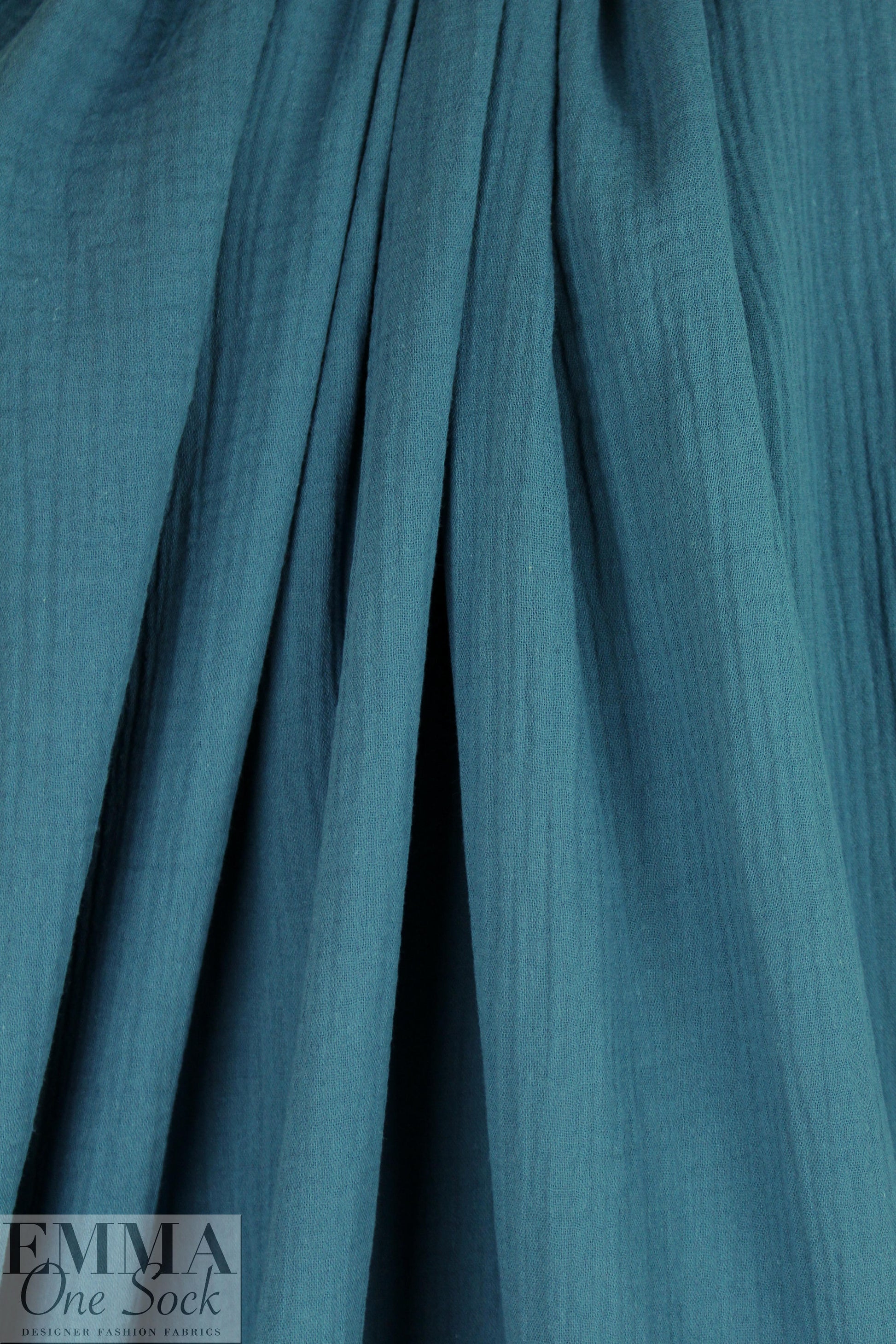 textured cotton double gauze - aegean blue 1 yard