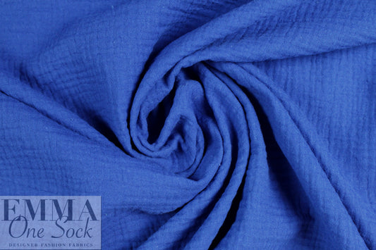 textured cotton double gauze - cobalt .5 yds