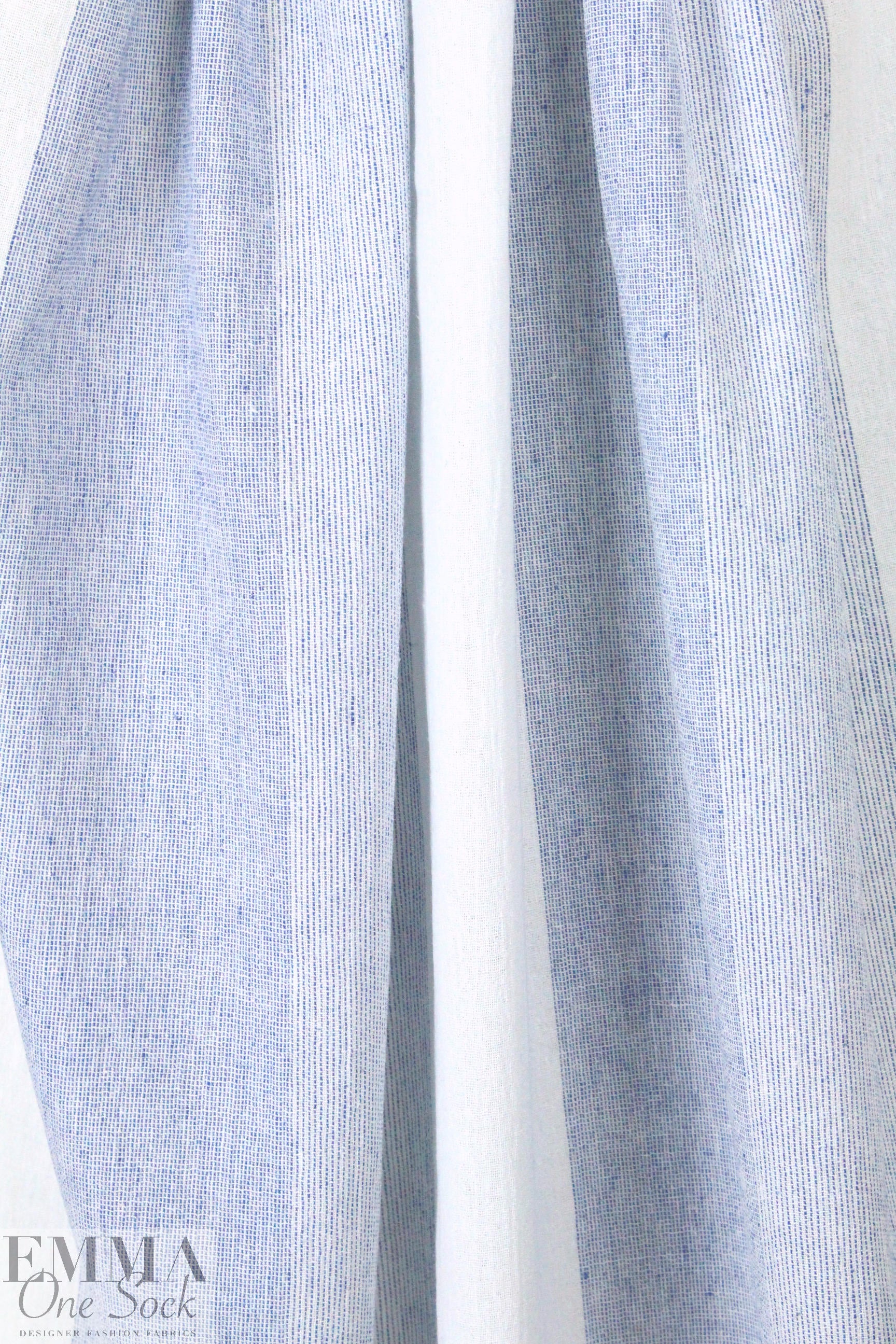 Italian linen/cotton gauzey blue stripe