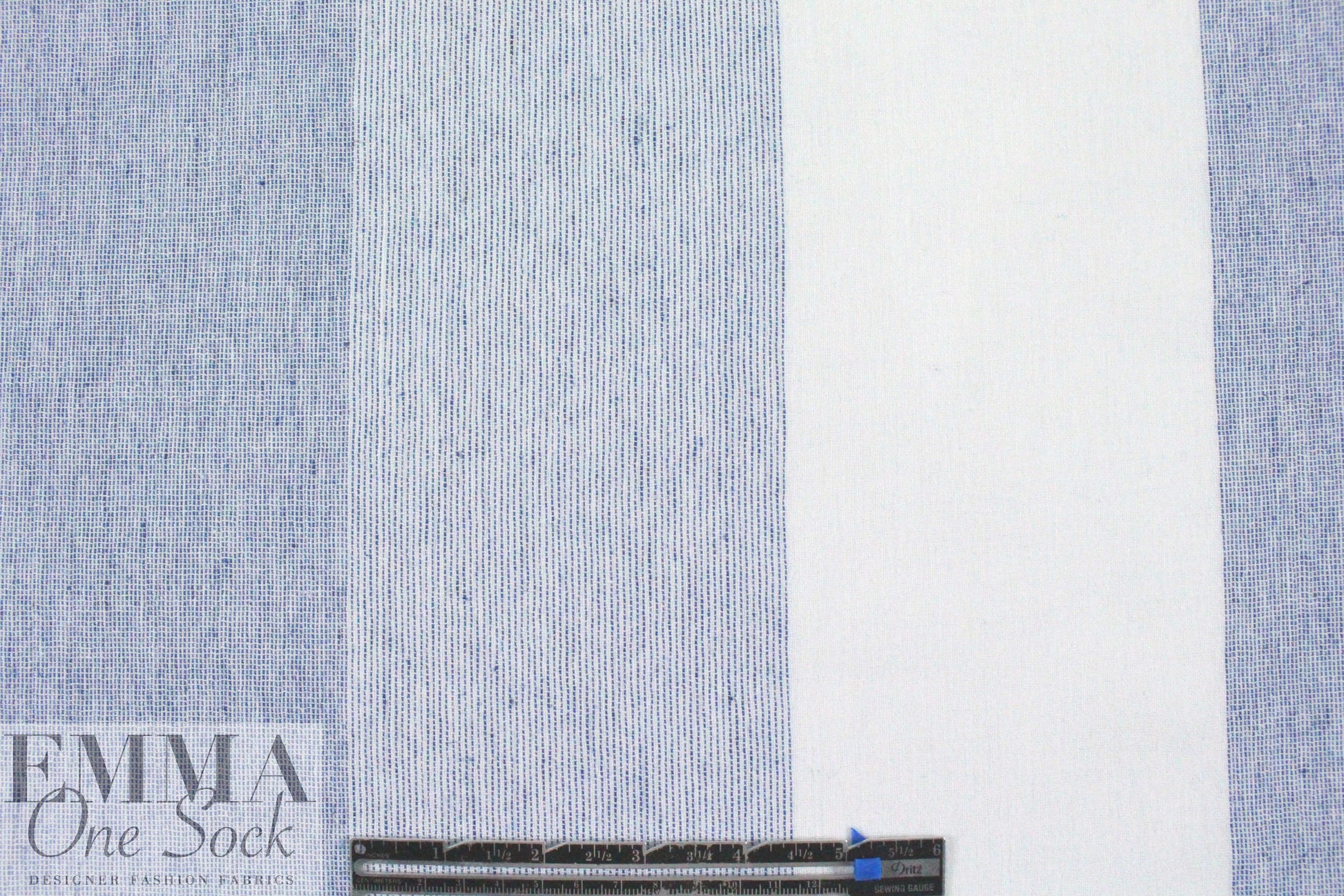 Italian linen/cotton gauzey blue stripe 1.5 yds