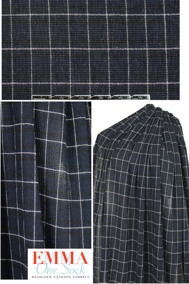 NY designer cotton/elastic gauzey windowpane woven 2 yd