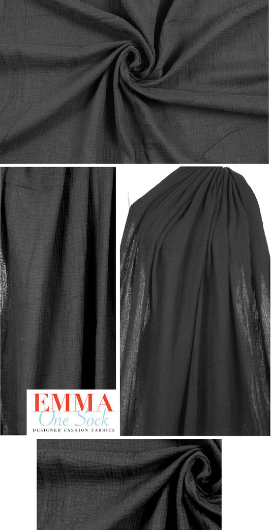 Ni1i L0tan textured cotton double gauze - black 1.30 yds