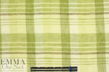 NY designer cotton gauze lemon grass plaid