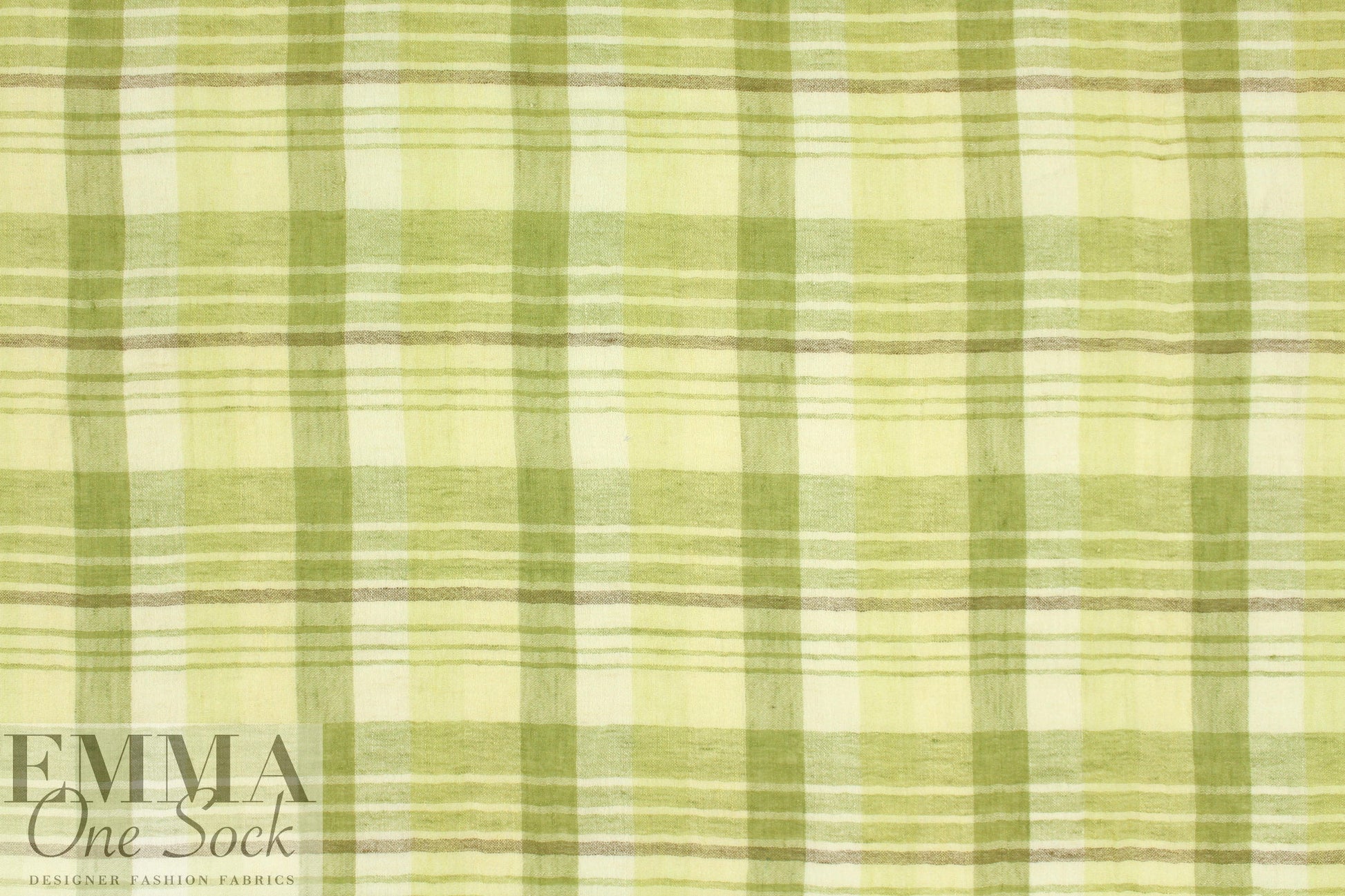 NY designer cotton gauze lemon grass plaid