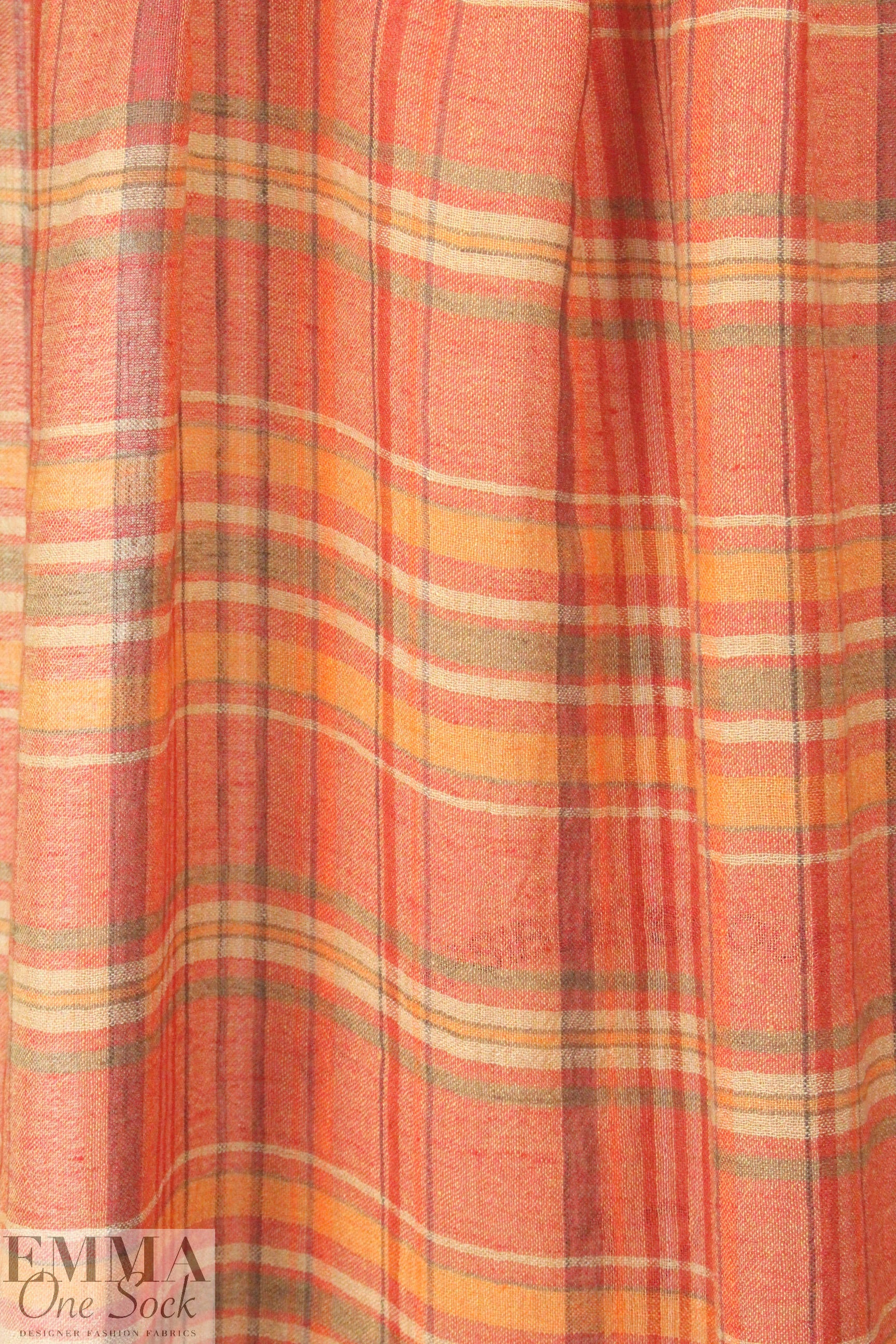 NY designer cotton gauze spice tones plaid 1.875 yds