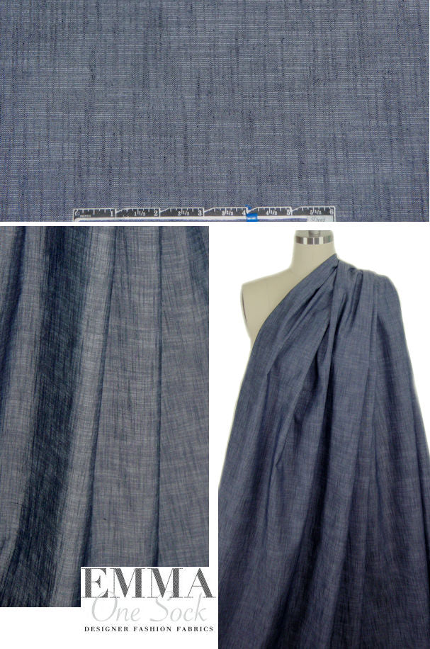 NY designer stretch crosshatch denim - navy/pale blue 1.75 yd