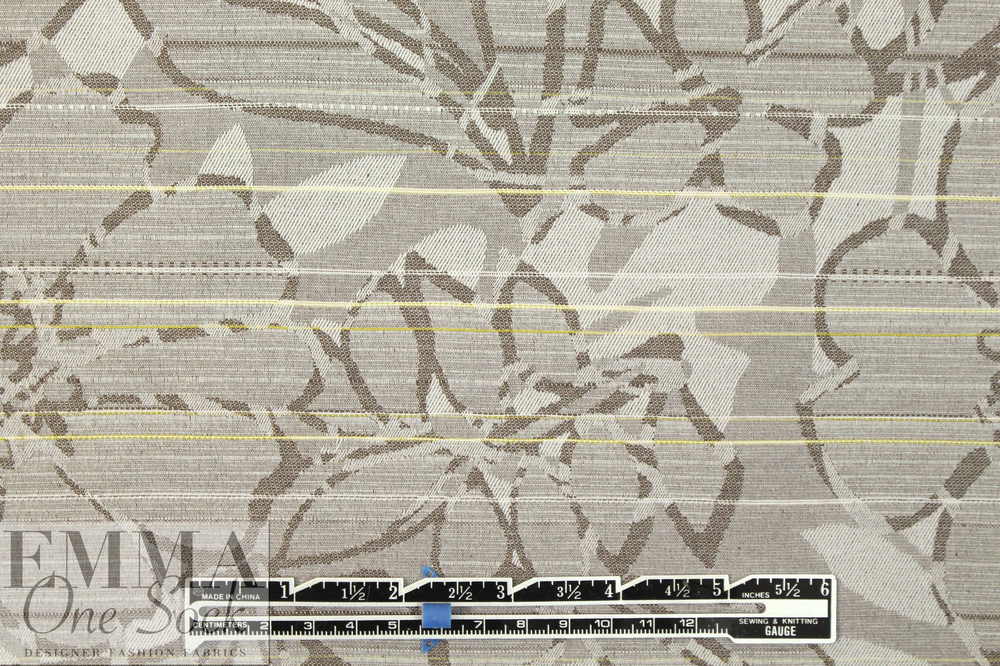 French taupey gray floral cotton stretch jacquard 1 yard