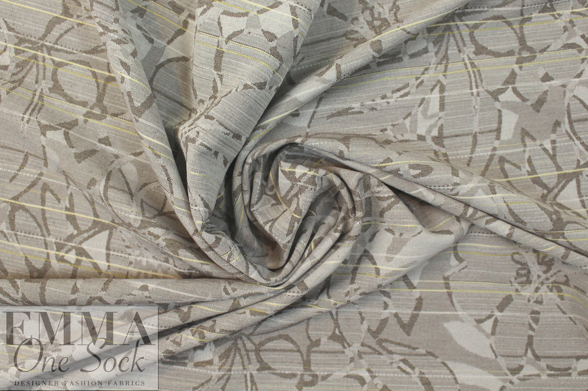 French taupey gray floral cotton stretch jacquard 1 yard