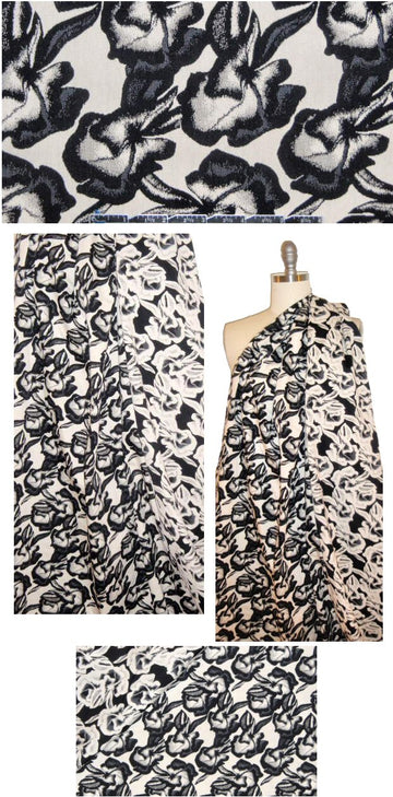 famous designer reversible stretch jacquard - surreal flower