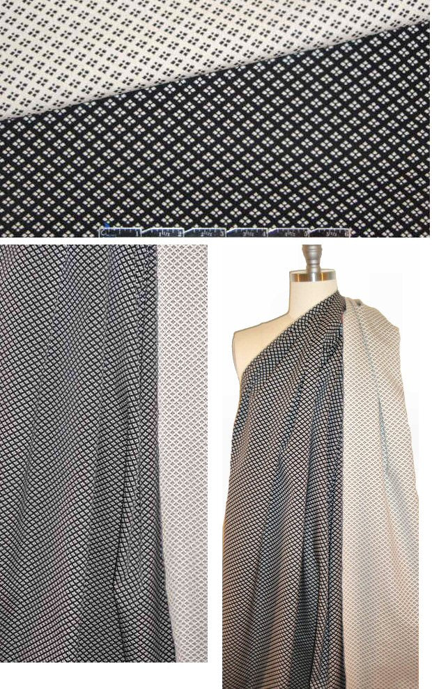 famous designer reversible stretch jacquard - black/ivory 1 yard