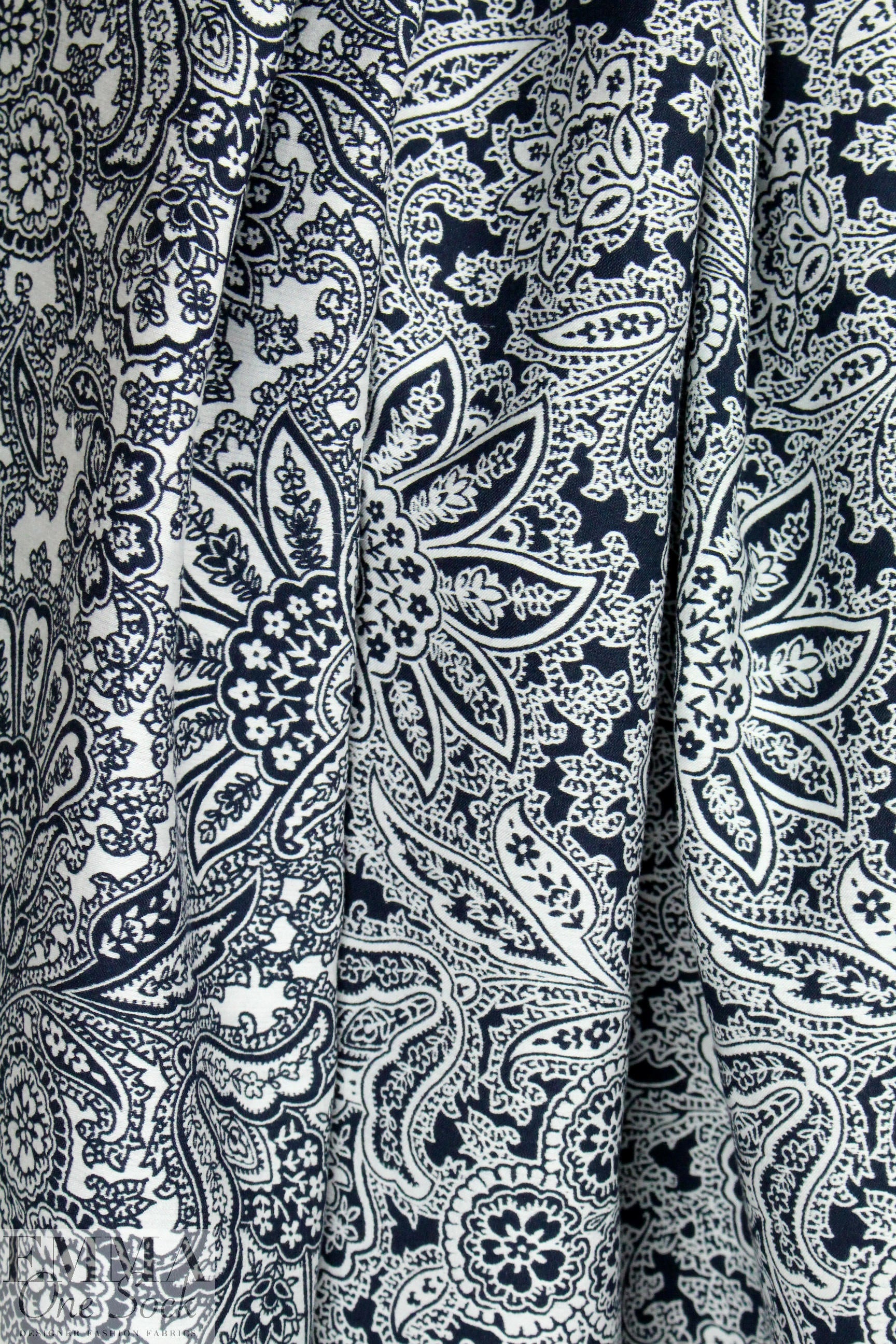 famous designer reversible cotton jacquard - midnight 2 yd