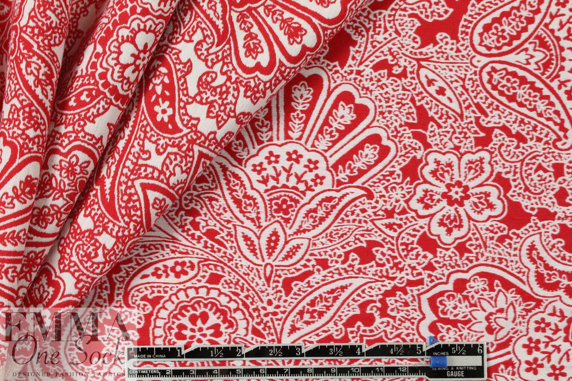 famous designer reversible cotton jacquard - red