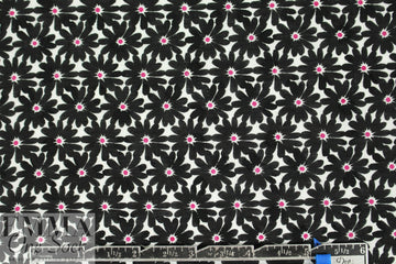 NY designer black/magenta floral cotton jacquard