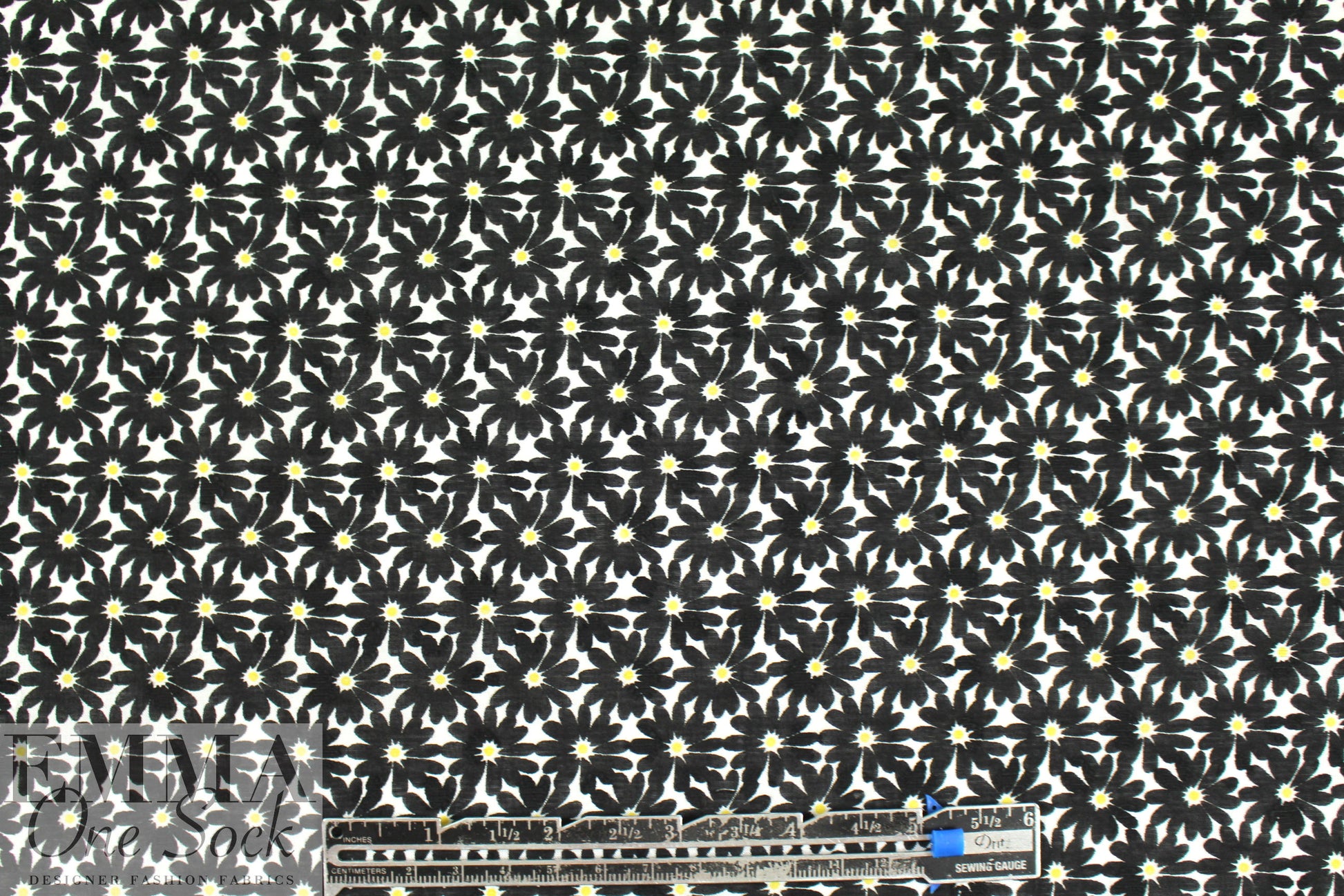 NY designer black/yellow floral cotton jacquard