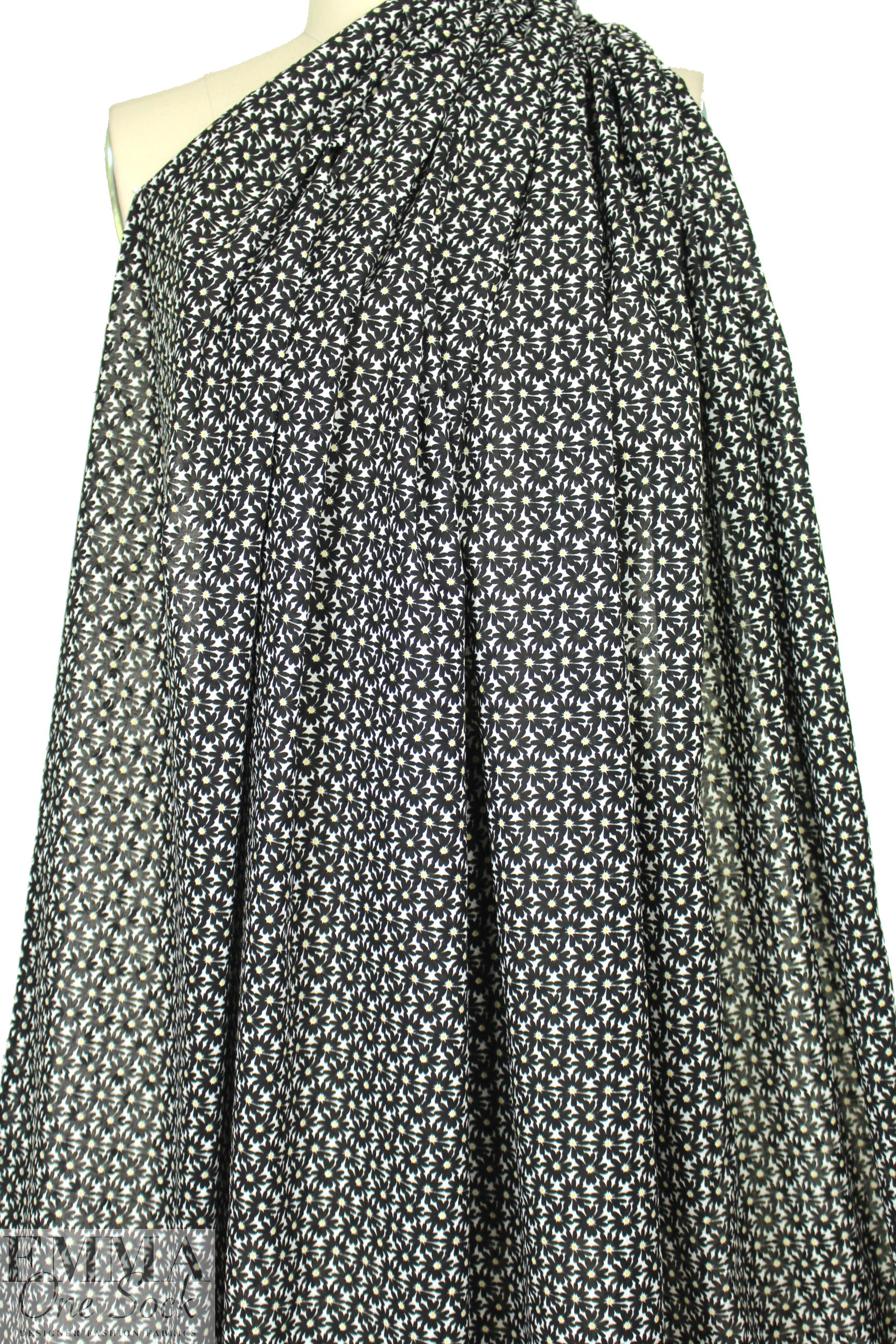 NY designer black/yellow floral cotton jacquard 1.5 yd