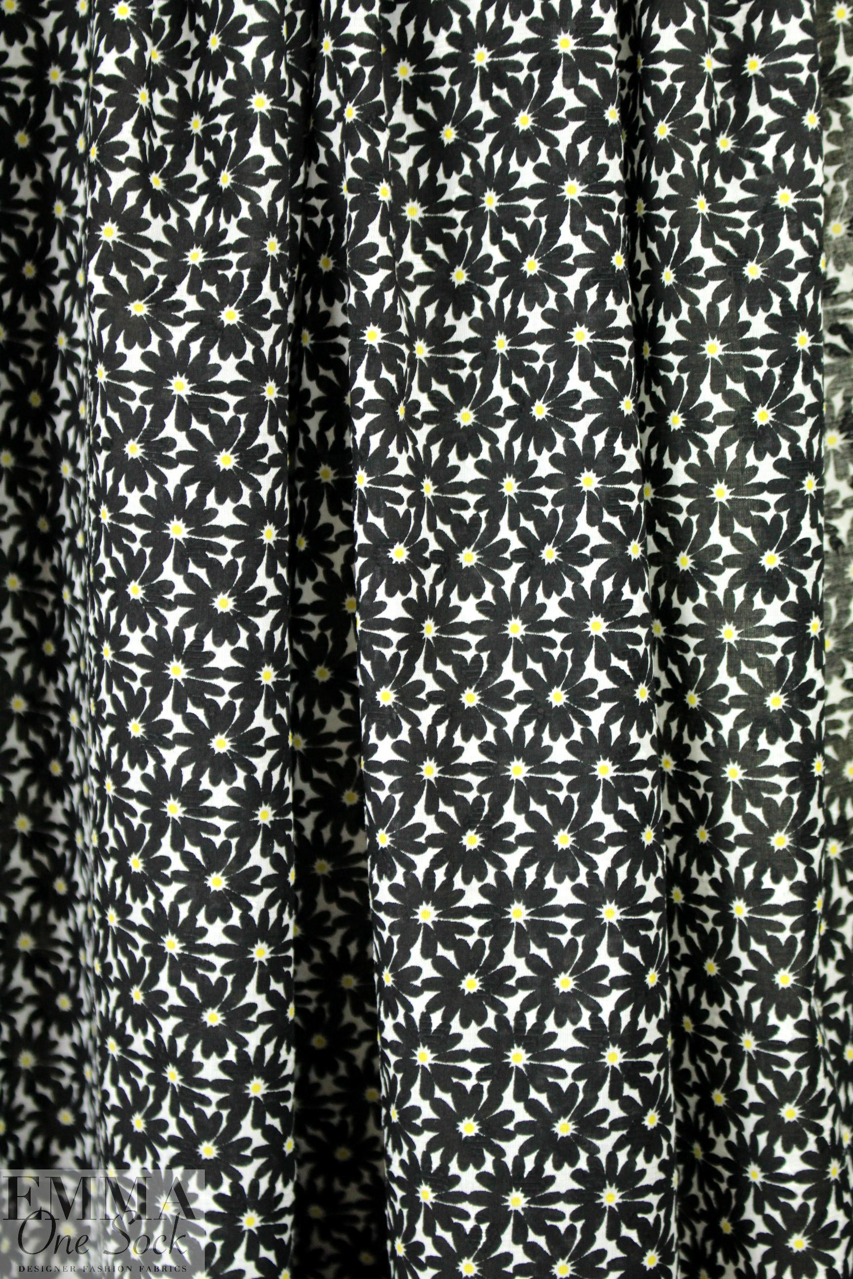 NY designer black/yellow floral cotton jacquard 1.5 yd