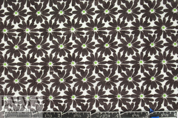 NY designer chocolate/lime floral cotton jacquard 2.25 yd
