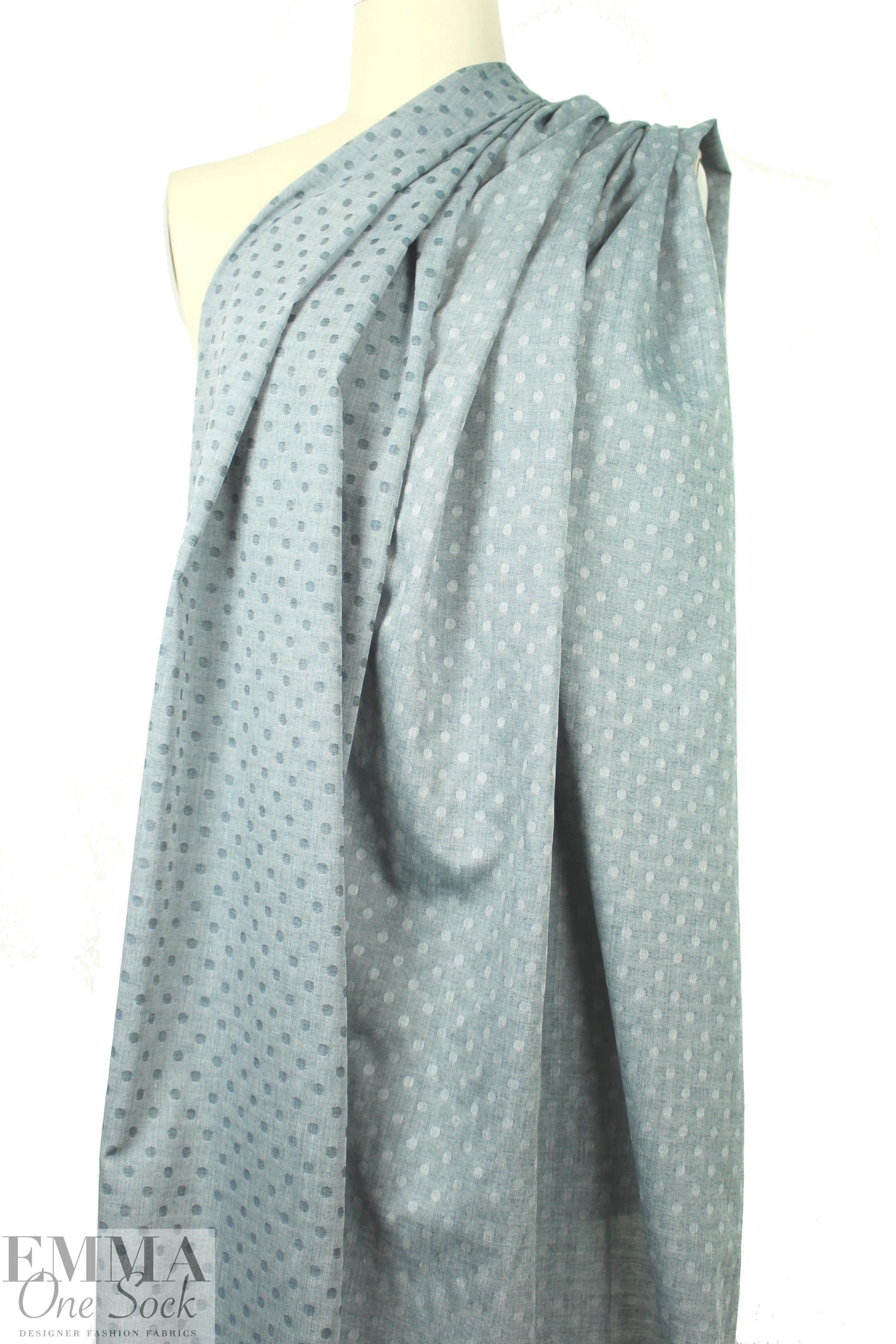 Japanese lightweight cotton jacquard - chambray dot 1.5 yds