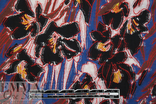 famous designer jacquard knit - red/blue floral