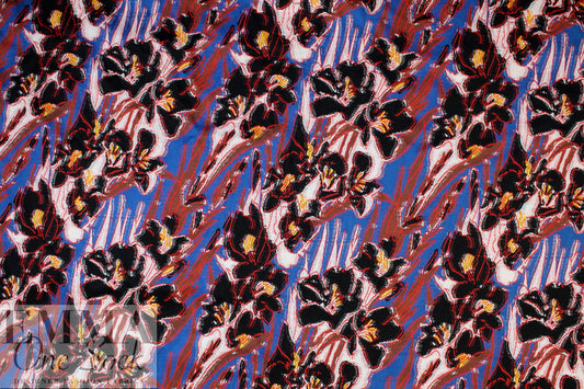 famous designer jacquard knit - red/blue floral