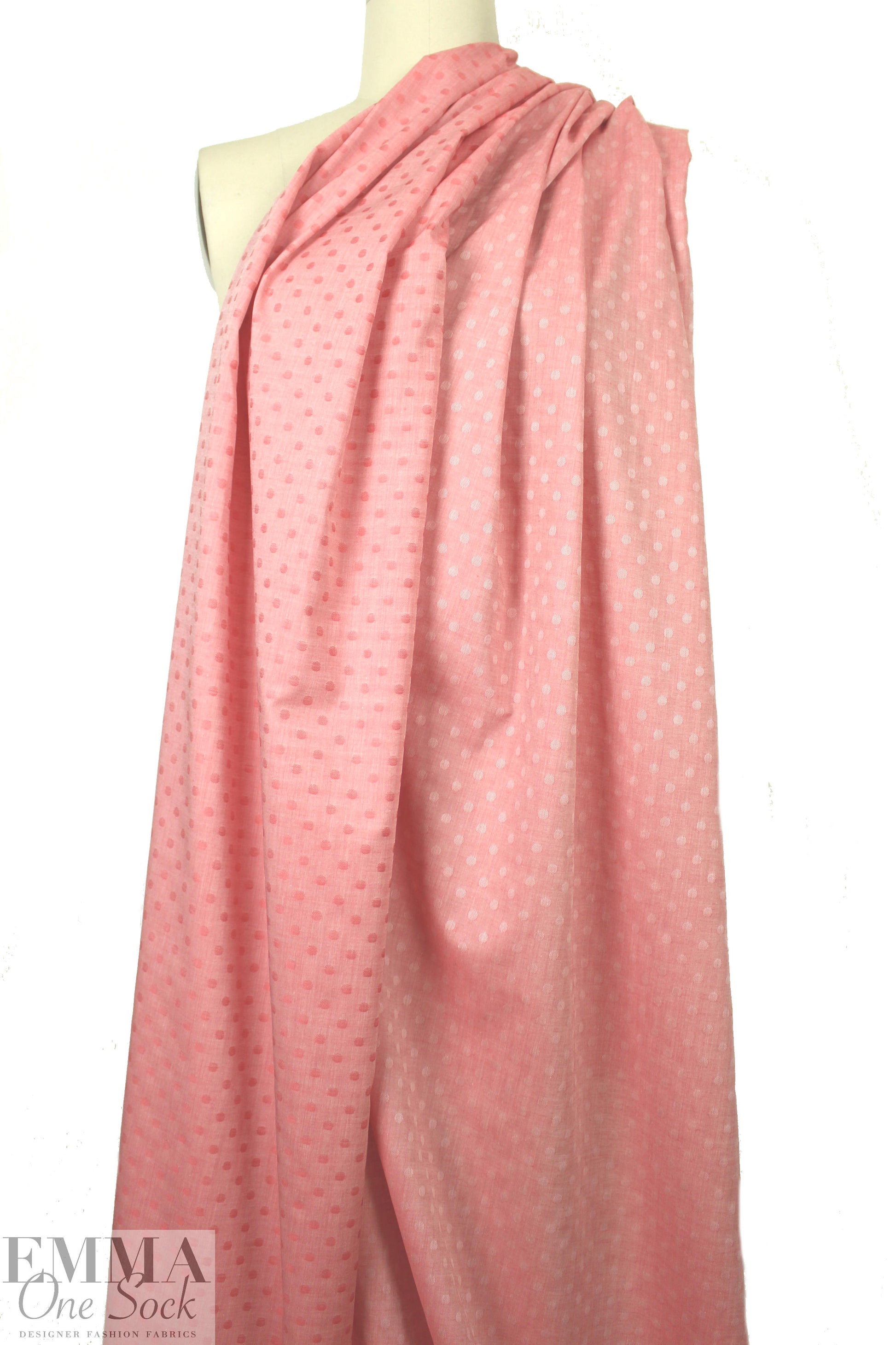 Japanese lightweight cotton jacquard - coral dot 1.125 yds