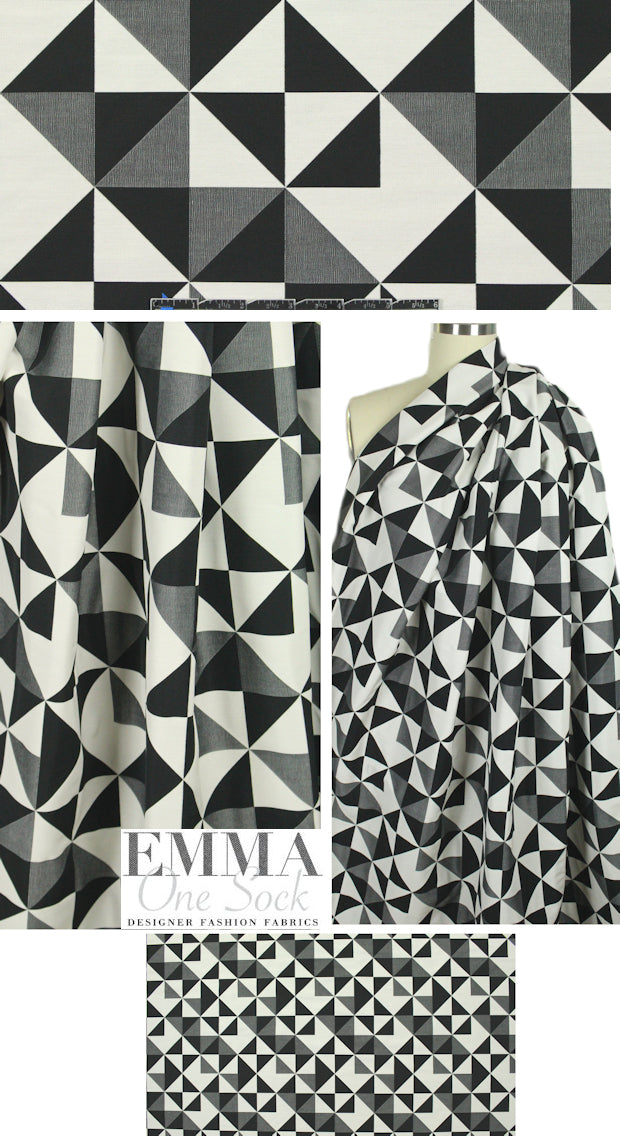 Italian cotton blend 'geometry' reversible jacquard 1.5 yd