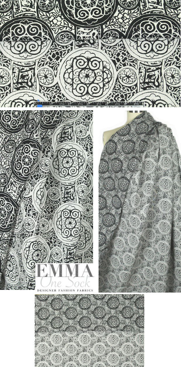 Italian cotton blend scroll medallion reversible jacquard 1.625 yd