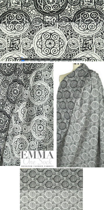 Italian cotton blend scroll medallion reversible jacquard 1.625 yd