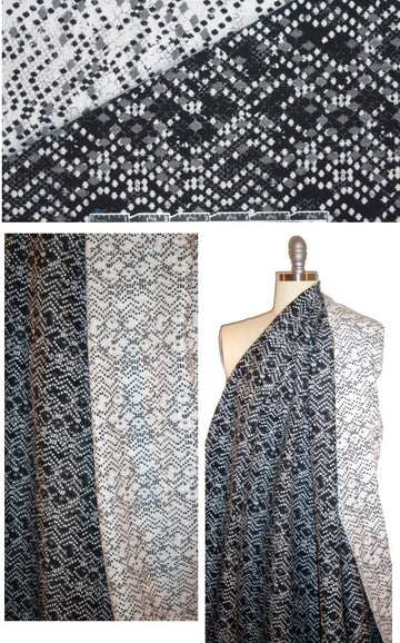 Italian stylized reptile reversible stretch jacquard