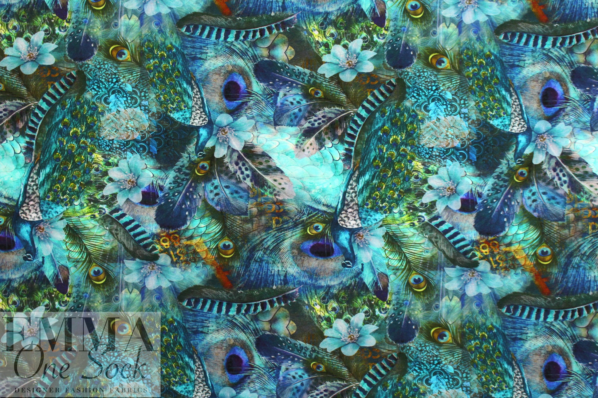 Dutch digital 'peacock plumes' knit Oeko-Tex certified 1.6 yds