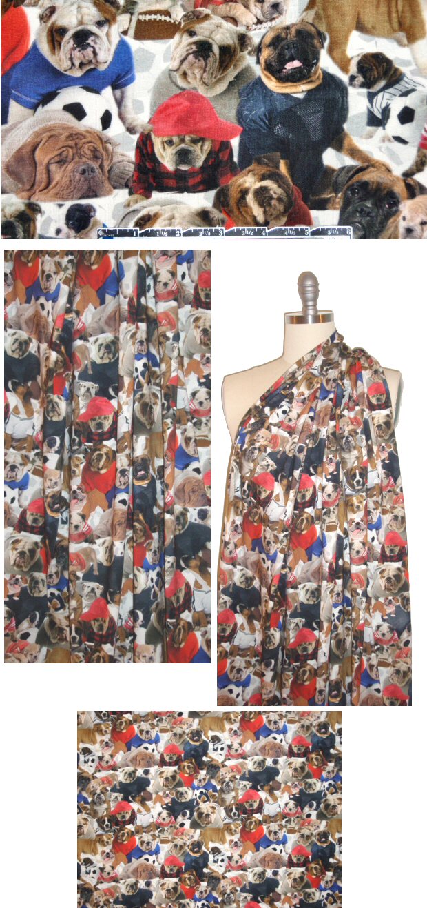 Dutch digital 'doggies unite' cotton/lycra knit