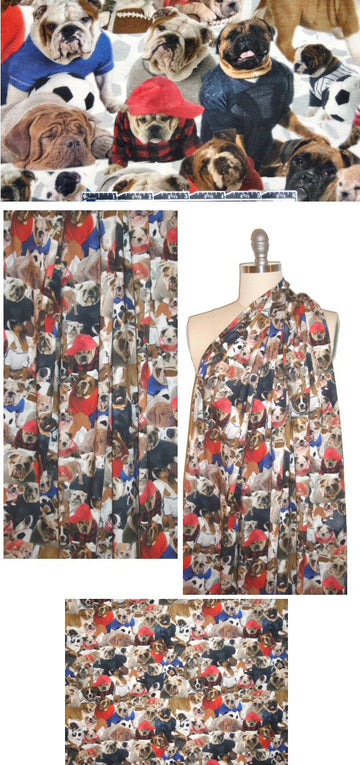Dutch digital 'doggies unite' cotton/lycra knit 1 yard
