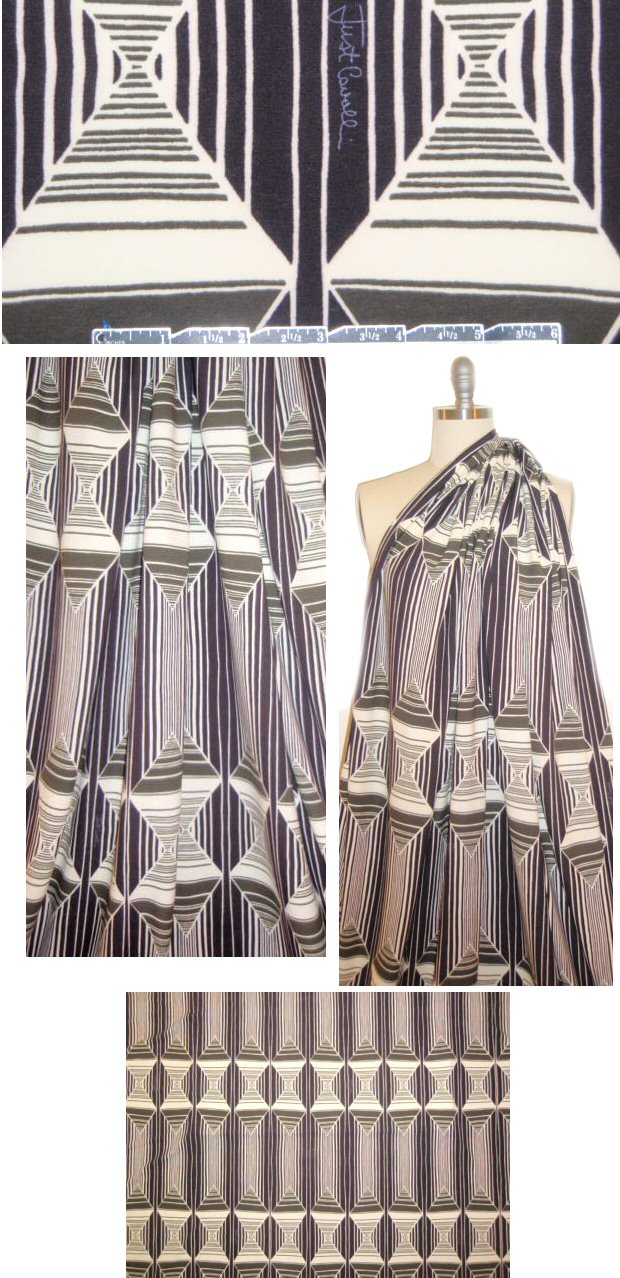 Cavalli shale/loden signed graphic cotton/lycra knit