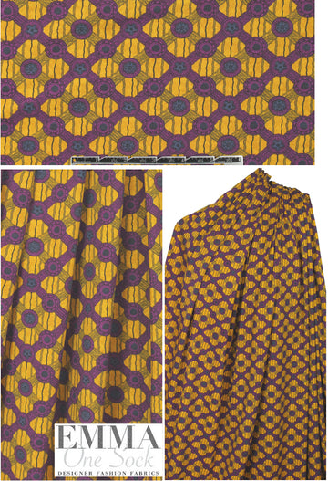 Italian cotton knit - African wax - citrine/plum