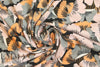 German digital cotton knit - peach/gray stylized floral