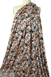 German digital cotton knit - peach/gray stylized floral