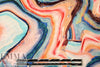 German digital cotton knit - aqua/pink fimo swirl