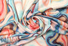 German digital cotton knit - aqua/pink fimo swirl