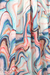 German digital cotton knit - aqua/pink fimo swirl 1.66 yd