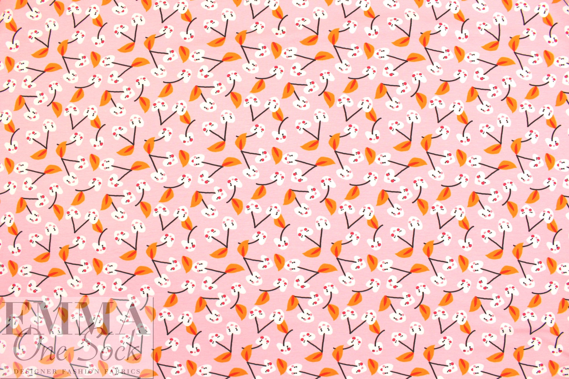 Italian 'cherry drops' cotton/spandex knit 1.375 yd