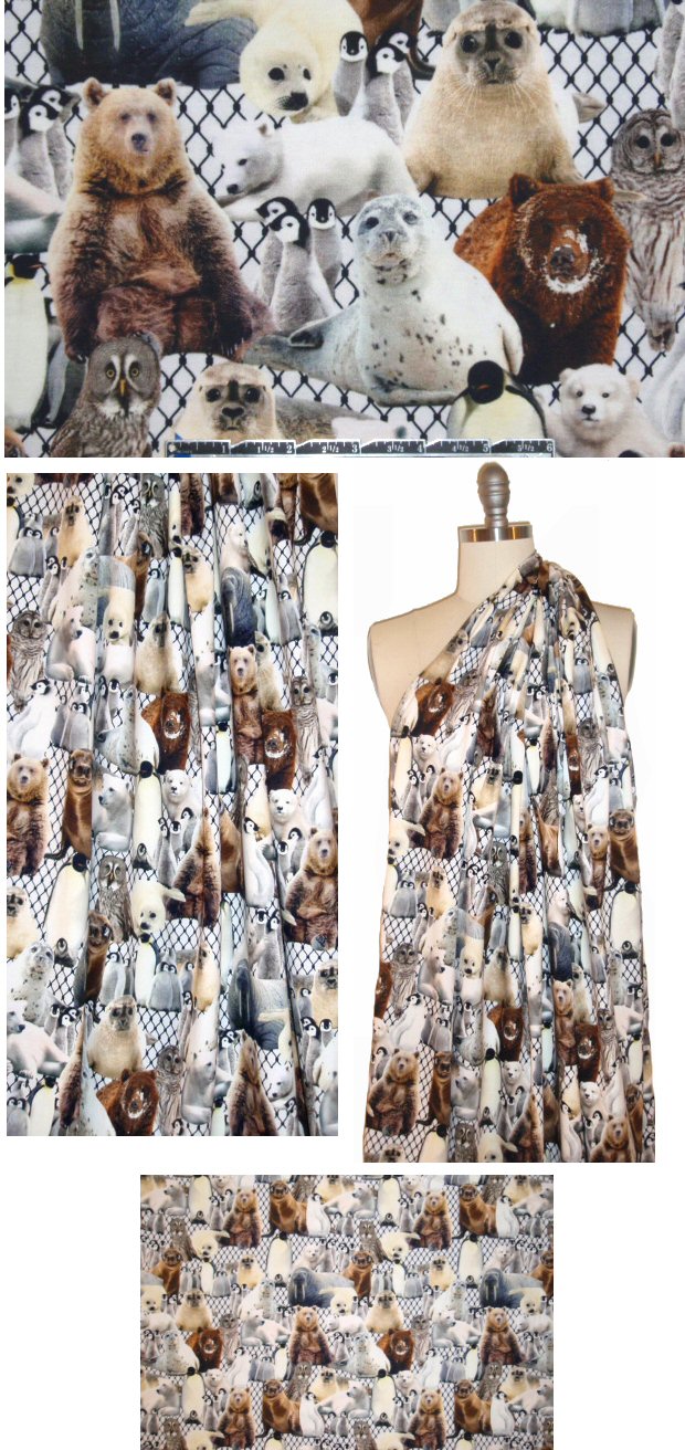 Dutch digital 'magnificent mammals and more' cotton/lycra knit .75 yds