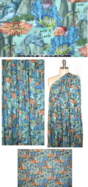 Dutch digital 'age of aquarium' cotton knit 1 yard